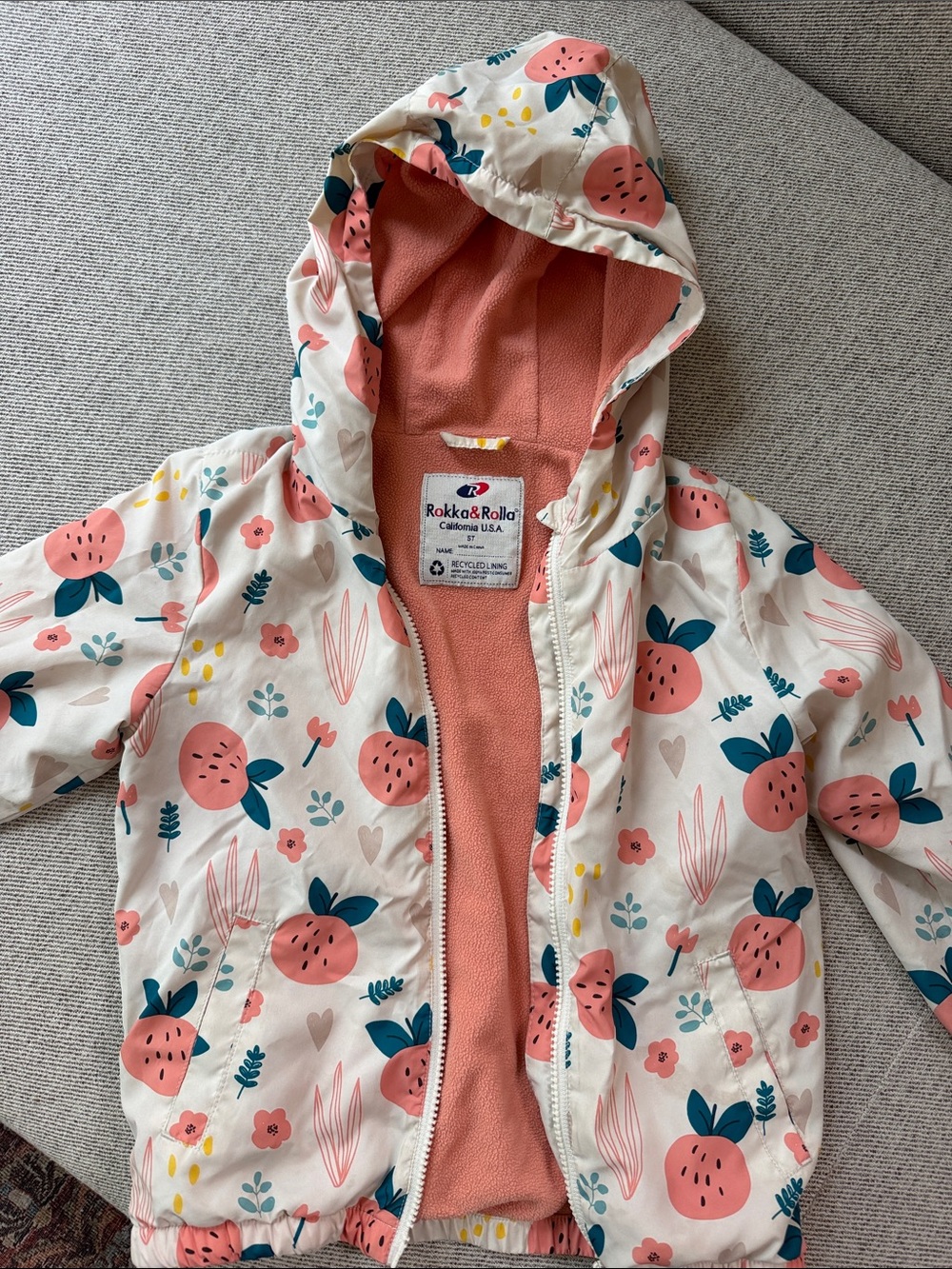 Rokka & Rolla Hooded Fleece Lined Lightweight Jacket